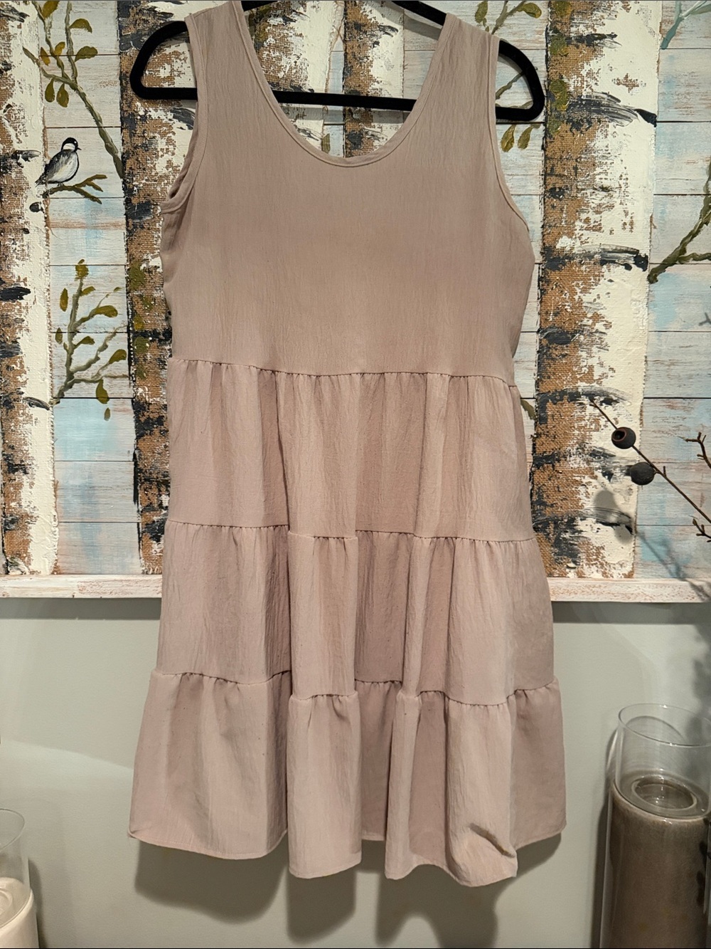 Sleeveless Tiered Midi Dress in Taupe